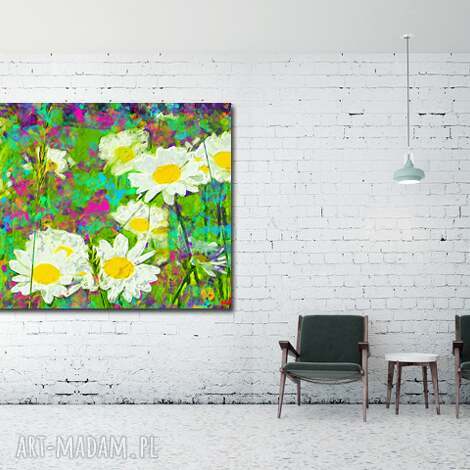 Obraz XXL Stokrotki 1 120x70 cm na płótnie - Kwiaty łąka