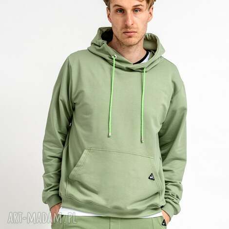 bluza z kapturem męska ryan szałwia, dres sportowy, komplet dresowy