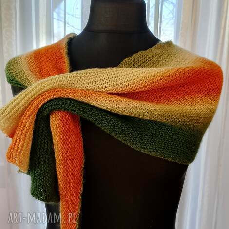 szal strzałka drutach narzutka szaliki