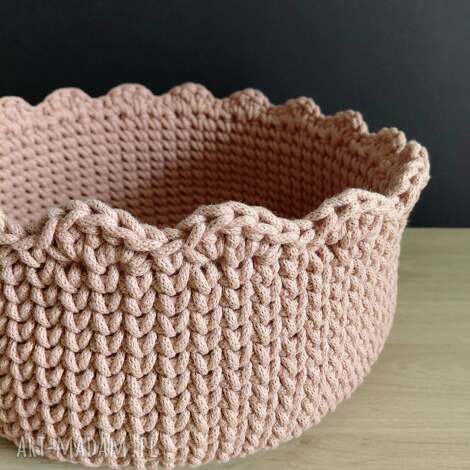 Sznurkowy koszyk handmade różowe złoto 30 cm