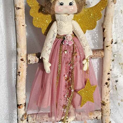 aniołeczek różowo - złoty, pomysł na prezent, boże narodzenie świąteczna