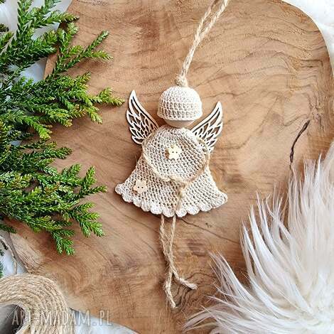 Anioł Stróż boho 15 cm - zawieszka na prezent i podziękowanie