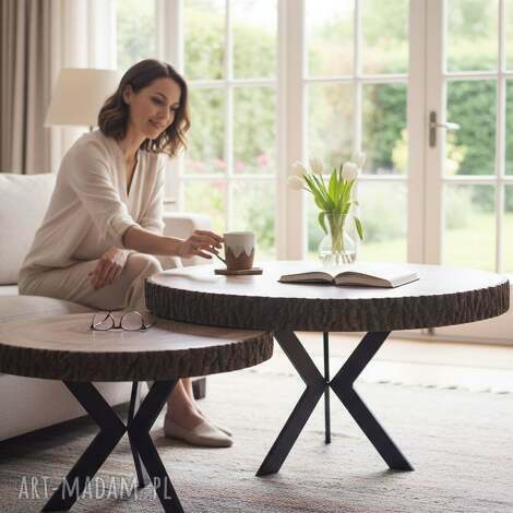 zestaw stolików kawowych z naturalnego drewna - unikatowe rękodzieło w stylu