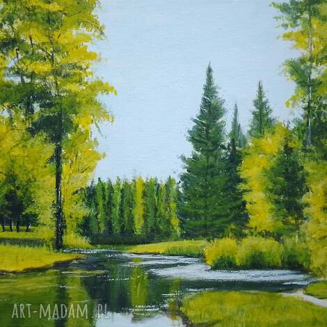 Obraz ręcznie malowany akrylowy „Zielono mi 2” 24x30 cm