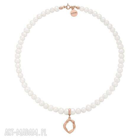 Naszyjnik z naturalnych pereł słodkowodnych w różowym złocie - nieregularna ozdoba Sotho