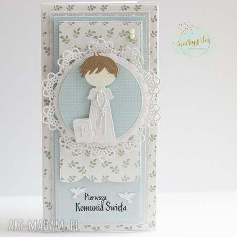 Kartka komunijna dla chłopca - scrapbooking z chłopcem DL
