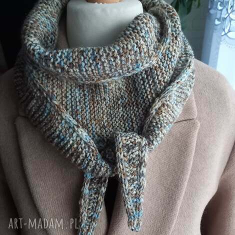 szaliczek sofia ręcznie robiony na drutach szalik zimę welny