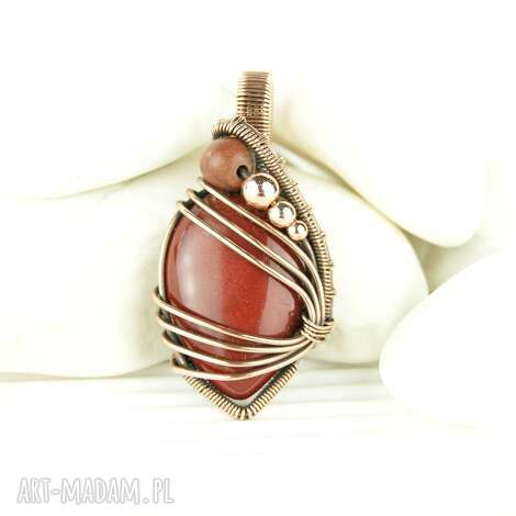 jaspis mokait wisiorek wire wrapping kamieniem, biżuteria