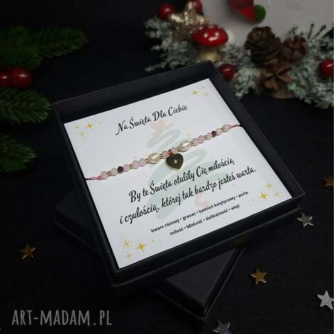 Bransoletka z kwarcu różowego, perły i granatu - kamienie naturalne