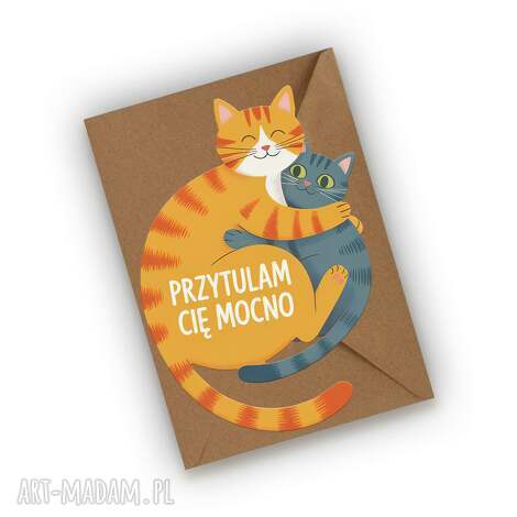 Kartka walentynkowa z kotkami „Przytulam cię mocno” - dla bliskiej osoby | art-Madam.pl