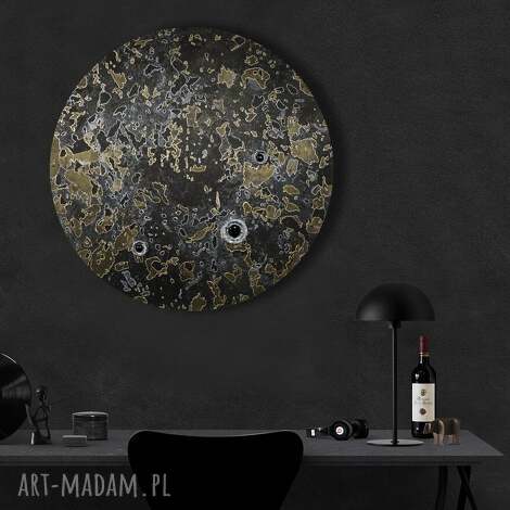 krajobraz księżycowy czarny, planeta, obraz dekoracja, sztuka ebru