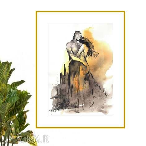 grafika z cyklu ona i on 21cm x 30cm, para, kobieta, format A4 obrazy