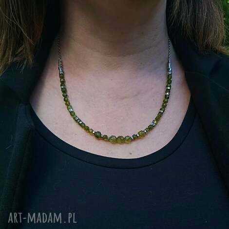 naszyjnik ze srebra i peridotów, naszyjnik z peridotów, handmade