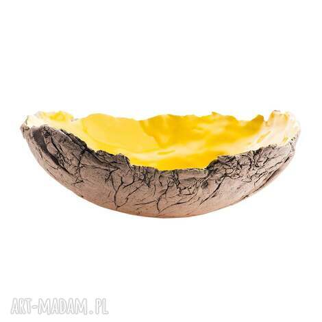 Misa ceramiczna handmade 27 x 10 cm - żółta do serwowania