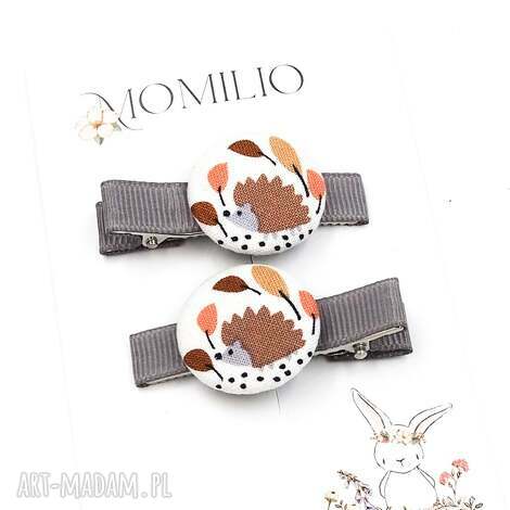 Spinki do włosów Jeżyki In The Forest - zestaw 2 szt. handmade dla dziewczynki
