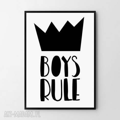 Plakat Boys Rule 50x70 cm B2 Hogstudio - czarno-biała typografia