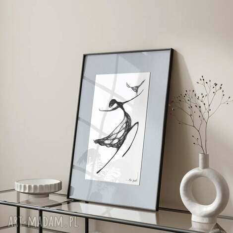 autorska grafika z ramą - nr 137, do salonu na ścianę, dekoracja
