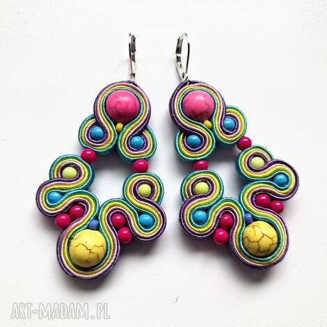 haftowane kolczyki sutaszowe colorful howlitami