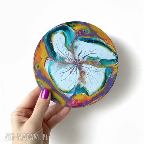 Wir Kolorów - unikalny magnes handmade na lodówkę acrylic pouring