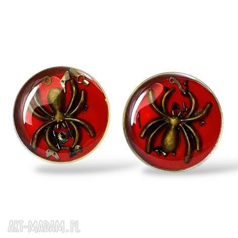 Spinki do mankietów Spider Red - pająk w żywicy, ręcznie robione