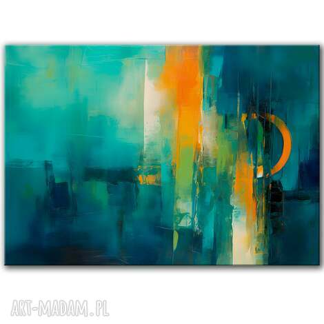 Obraz na płótnie 100x70 cm Abstrakcja w turkusie - nowoczesna dekoracja ścienna do wnętrz