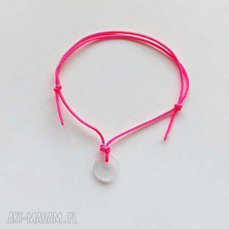 OKRĄG bransoletka sznurkowa regulowana w kolorze różowym - handmade