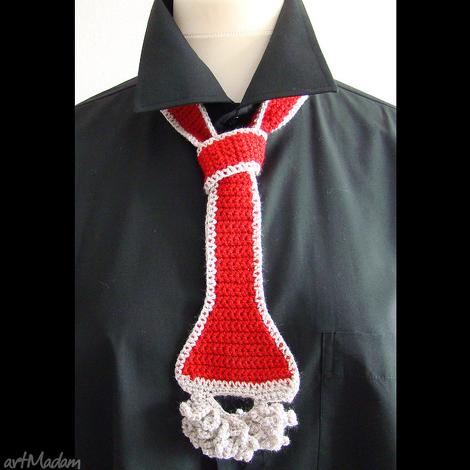 krawaty krawat - pasek czerwony damski, krawat, pasek, dzianina, prezent
