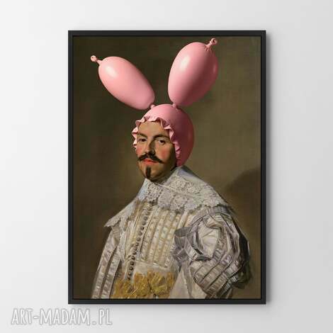 Plakat Pink Bunny 30x40 cm - zabawna sztuka Hogstudio