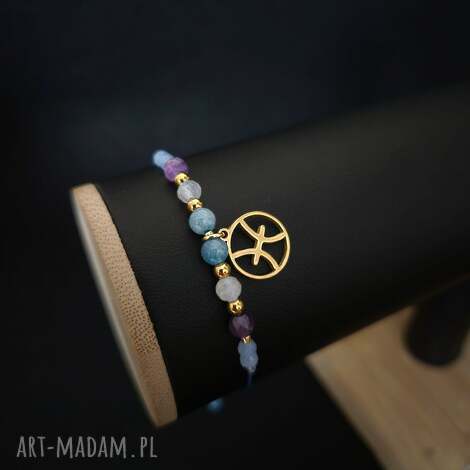 bransoletka zodiakalna ryby - wersja ze złotem ryb, ametyst