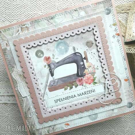 scrapbooking kartki kartka urodzinowa z maszyną do szycia