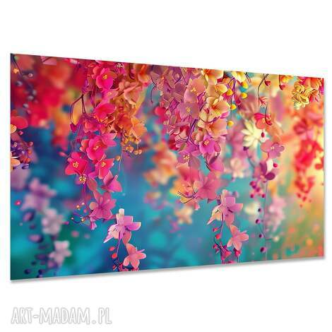 Duży obraz na ścianę z kolorowym drzewem i kwiatami 120x80 - nowoczesna abstrakcja art-Madam.pl