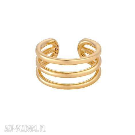 złota potrójna nausznica, kolczyki pozłacane delikatna