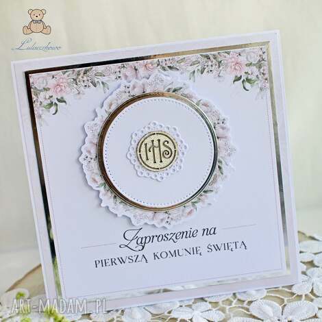 Zaproszenia na Pierwszą Komunię Świętą Lily Flower - 16 szt. (handmade)