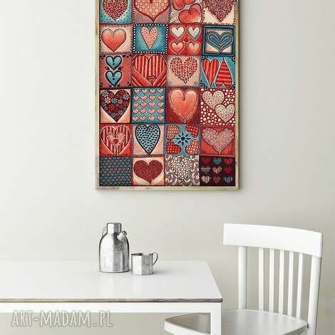 pod choinkę prezent, plakat 60x80cm serca serduszka, walentynki