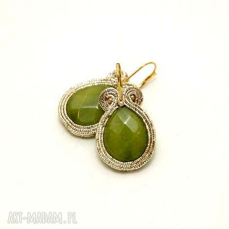 Kolczyki sutasz z jadeitami - eleganckie wieczorowe soutache