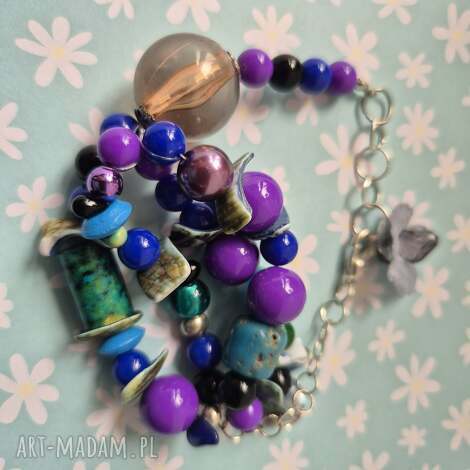 Bransoletka handmade Frida folk boho niebiesko-fioletowa (rozmiar uniwersalny)