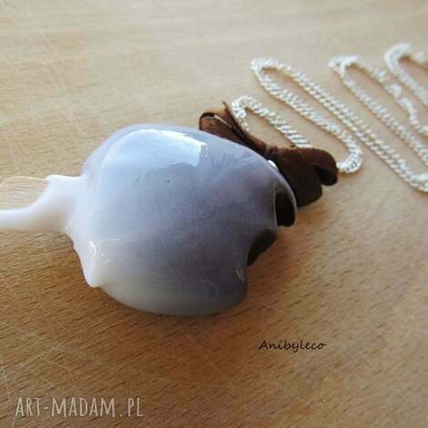 Naszyjnik lód handmade Anibyleco - srebrny łańcuszek i kokardka