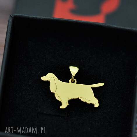 Wisiorek Spaniel - srebro 925 pozłacane 24K, handmade
