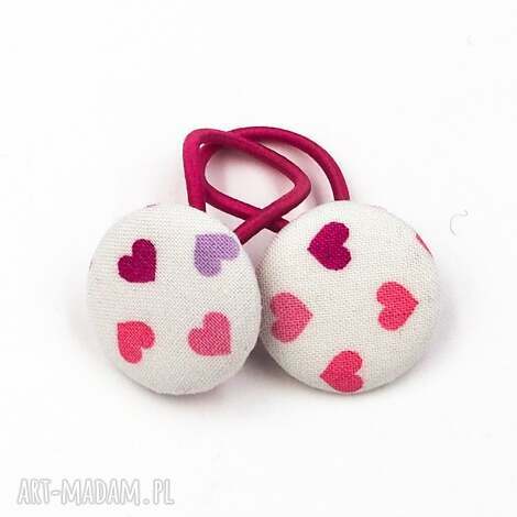 Gumeczki do włosów w różowe serduszka na Walentynki - zestaw 2 szt.