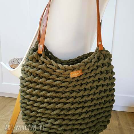 Zielona torba Boho Wave Bag na ramię - szydełkowy splot z metalowym zapięciem