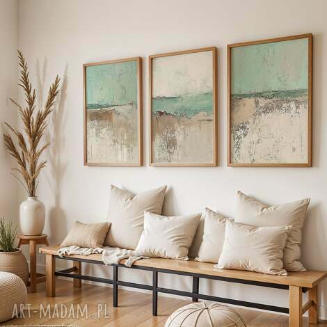zestaw plakatów 50x70 cm, abstrakcyjny horyzont set209, tryptyk, pejzaż