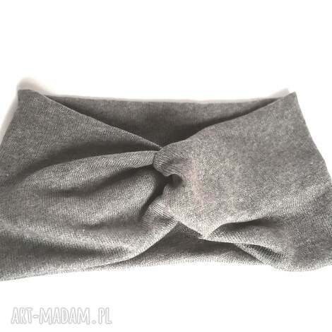 Opaska szara turbanowa - rozmiar uniwersalny, ręcznie robiona