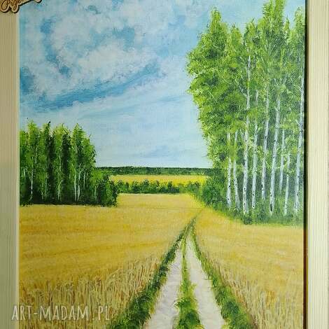 Akrylowy obraz polski las Natura 40x30 cm w ramie sosnowej - motto: „Przemierz świat wzdłuż i wszerz”