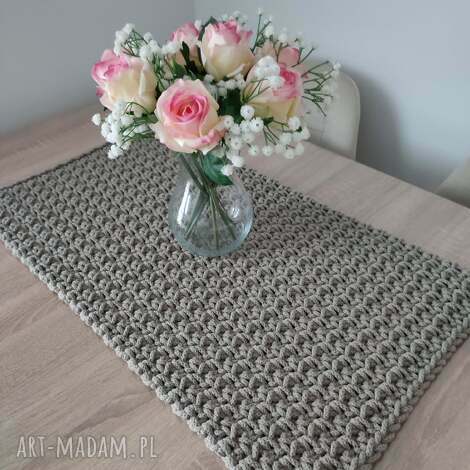 Bieżnik szydełkowy boho 35x65 cm ze sznurka bawełnianego - prostokątny do jadalni i kuchni
