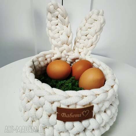 Koszyczek wielkanocny Króliczek The Ester Bunny z uszkami ecru - handmade