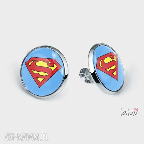 Kolczyki sztyfty Superman Kryptonit - ręcznie robione