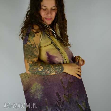 barwiona roślinami torba lniana tajemniczość ii len, eko moda, slow fashion