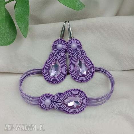 lawendowa biżuteria na wesele, fioletowe dodatki przyjęcie, liliowe kolczyki