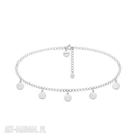 Srebrny choker z monetami - naszyjnik moneta Srebro 925 regulowany Sotho