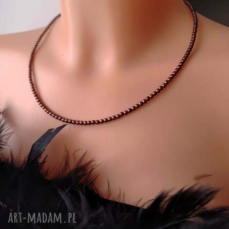 Naszyjnik z pereł czeskich brązowych 3 mm nasz21 - handmade